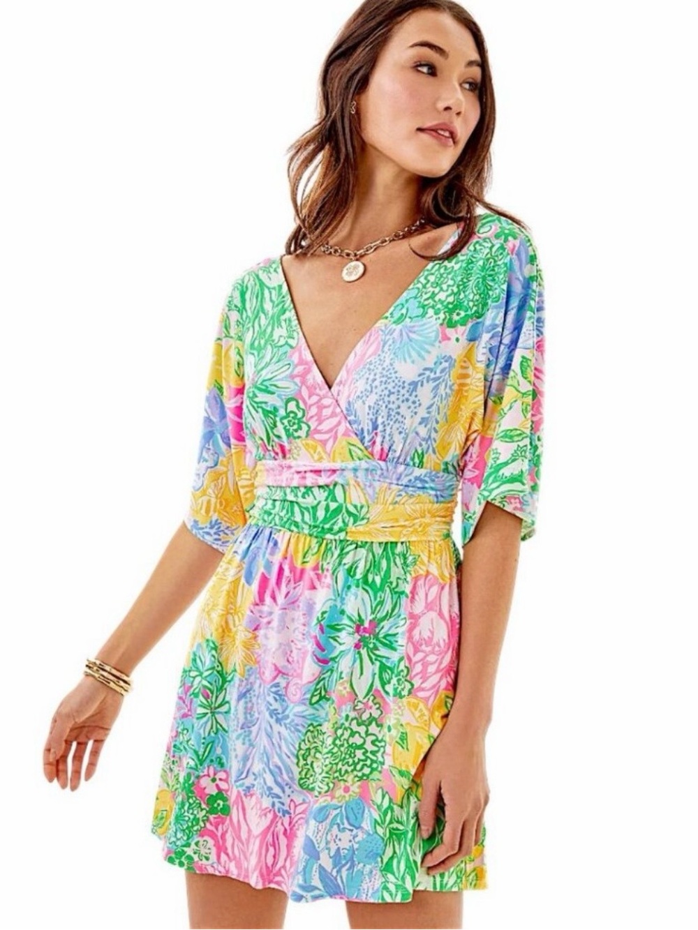 Lilly Pulitzer Parigi Skort Romper Multi Delight Bright Patch Pink Green Medium